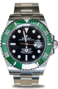 Bild zeigt eine Rolex Submariner Date mit grünem Rand